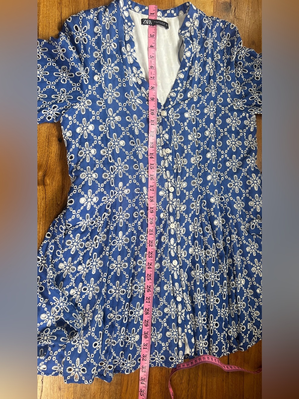 Zara Dress MD Short Cutwork Embroidered Flare Flirty Lined - Picture 11 of 12